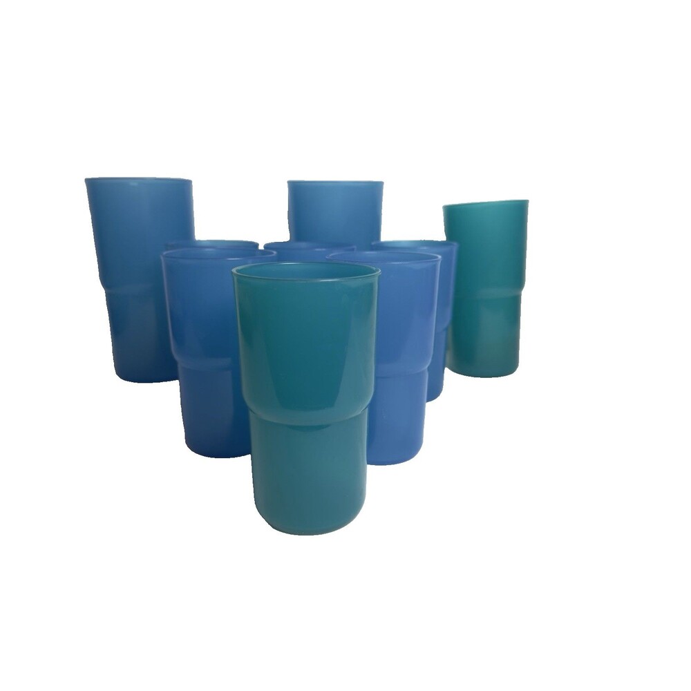 Vintage Tupperware Stackable Cups Lot of 9 Different Color & Sized
